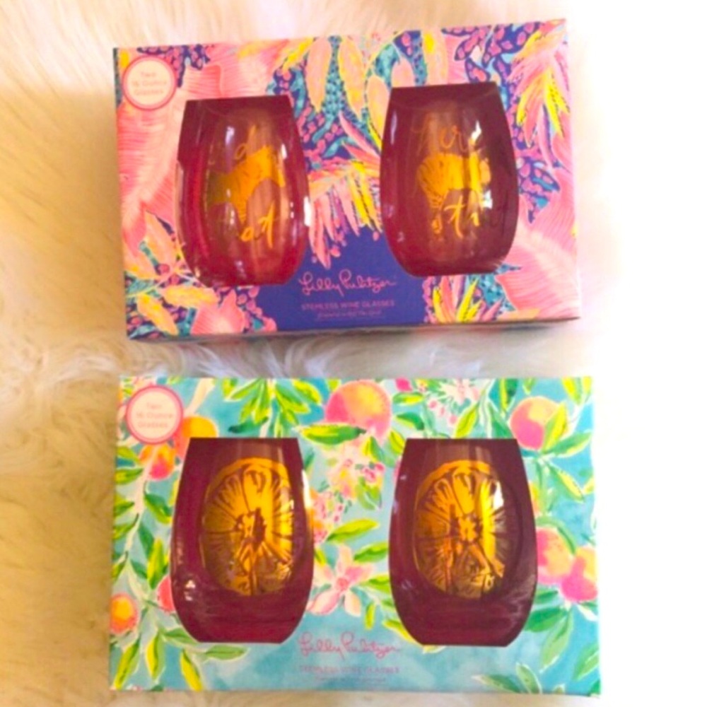 Lilly Pulitzer set of wine glasses new